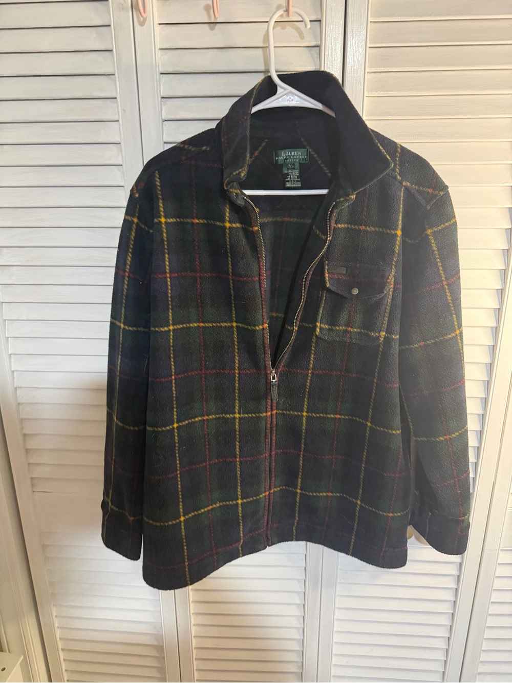 Lauren Ralph Lauren Dark Green Plaid Zip-Front Shirt Jacket